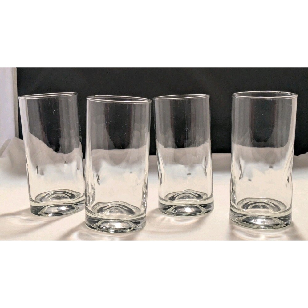 Set Of 4 LIBBEY Crisa Thumbprint/Impressions Dimple Clear Cocktail Glasses 6”